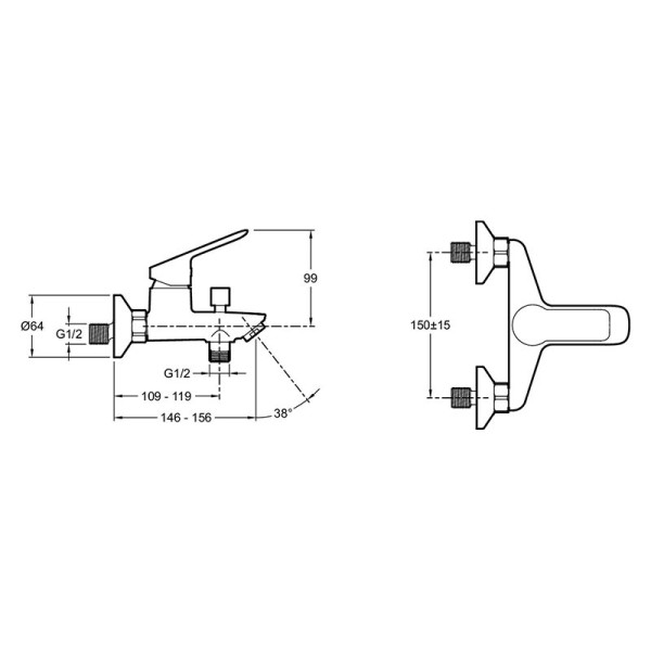 Смеситель для ванны и душа Jacob Delafon Lucien хром (E20848-CP)