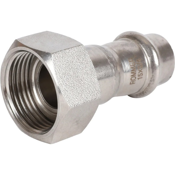 Переход 15х3/4"B с накидной гайкой Rommer из нержавеющей стали (пресс) (RSS-0026-001534)