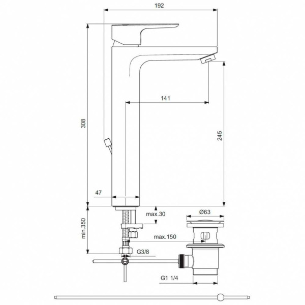 Смеситель для раковины Ideal Standard Ceraplan III с донным клапаном, хром (BC561AA)