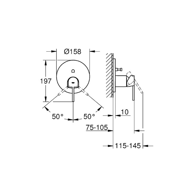 Смеситель для ванны и душа Grohe Plus внешняя часть хром (24060003)