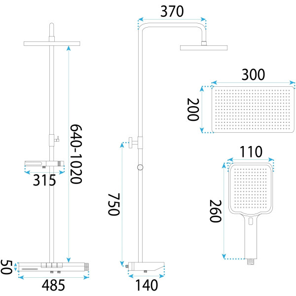 Душевая система термостатическая на четыре режима Rea Pedro Titanium (REA-P0896)