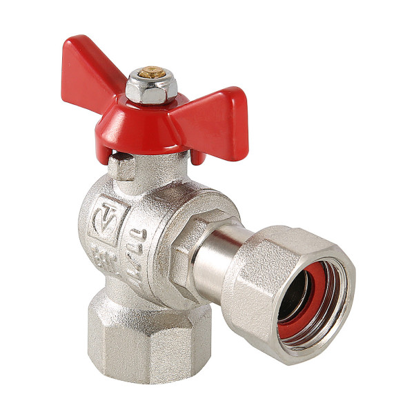 Кран угловой 3/4"х3/4" ВВ шаровый с накидной гайкой Valtec (красная бабочка) VT.266.N.0505
