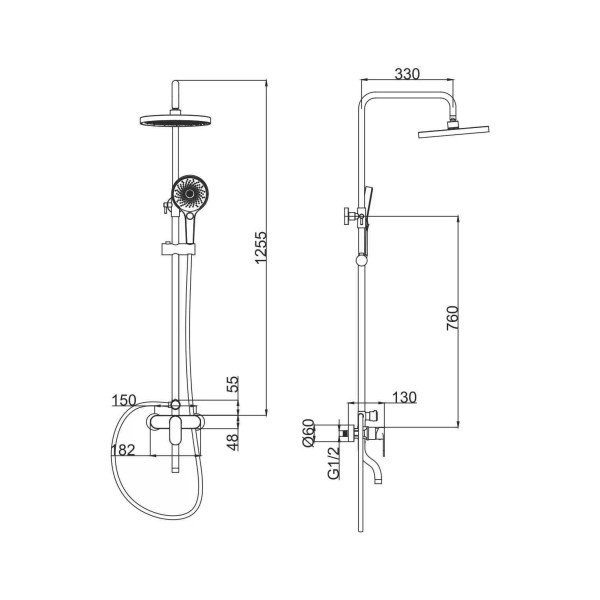 Душевая система Fashun черный (A2485-7) Душевая система Fashun черный (A2485-7)