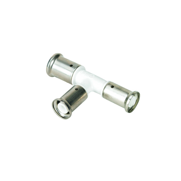 Тройник 26х16х16 Henco PVDF (пресс, белый) (11PKW-261616) Тройник 26х16х16 Henco PVDF (пресс, белый) (11PKW-261616)