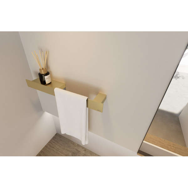 Полка с полотенцедержателем Abber Nischen 60x10,3x6 золото матовое (AN3011G)