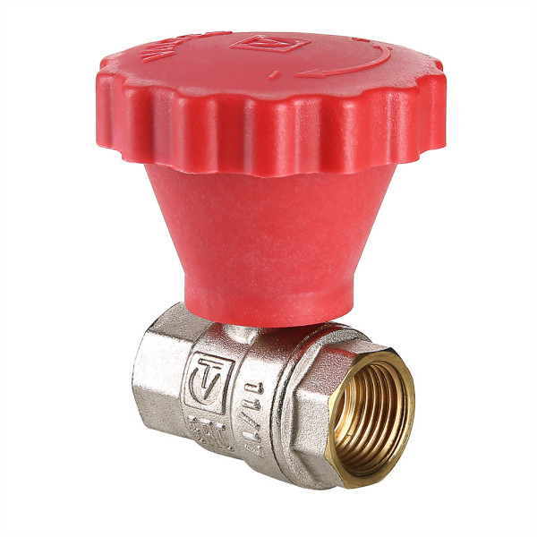 Кран 1/2" ВВ шаровый с плавным управлением Valtec (красная рукоятка) VT.252.N.04