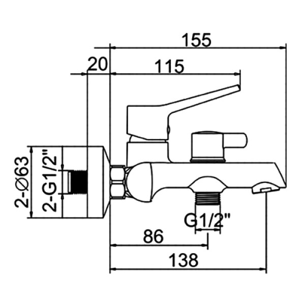 Смеситель для ванны и душа Ledeme с душевым гарнитуром (L3269)
