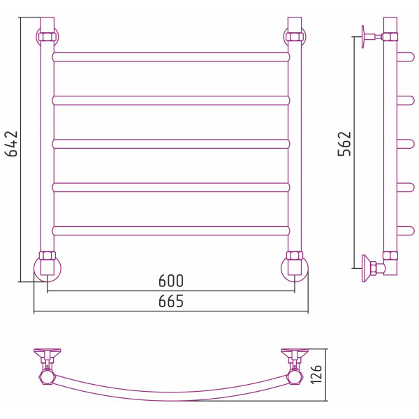 Полотенцесушитель водяной Стилье Аксиома-20 600х600 хром (00662-6060)