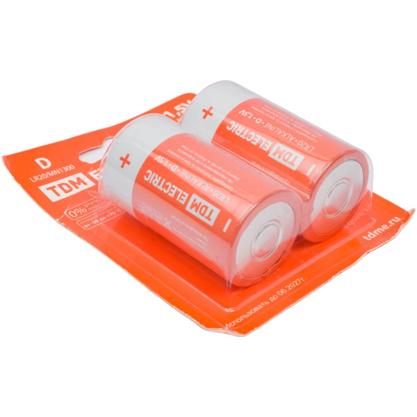 Элемент питания TDM LR20 D Alkaline 1,5V BP-2 (2 шт) (SQ1702-0012)