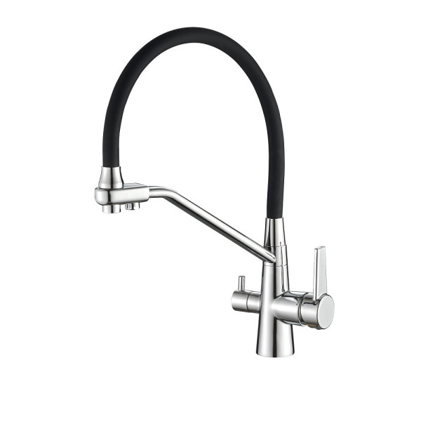 Смеситель для кухни Fashun с переключателем на фильтр чёрный (A4382-7)