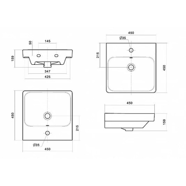 Тумба-умывальник Aquaton Сканди 45 Бел/Дуб Верона/1WH501630 Раковина Адриана 45 (1A2516K0SDB20)
