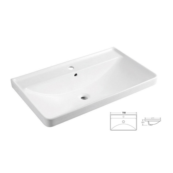 Тумба подвесная Azario с раковиной Ника 70 с раковиной Monte 70 (CS00080144)