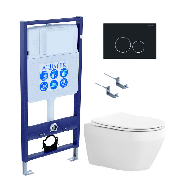 Комплект инсталляция с унитазом Aquatek Лея с клавишей смыва черный матовый (SET AQUATEK ЛЕЯ cm-020 4в1) Комплект инсталляция с унитазом Aquatek Лея с клавишей смыва черный матовый (SET AQUATEK ЛЕЯ cm-020 4в1)