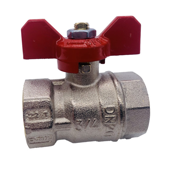 Кран шаровый Tiemme Mistral 3/4" ВВ (красная бабочка) (2360003) Кран шаровый Tiemme Mistral 3/4" ВВ (красная бабочка) (2360003)