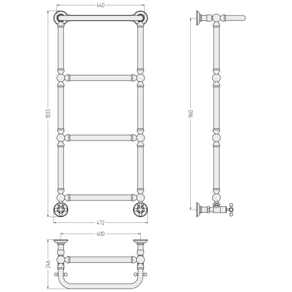 Полотенцесушитель водяной Сунержа Ренессанс 960x400 матовый белый (30-0281-9640)