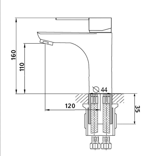 Смеситель для раковины Rumbа без гибкой подводки, хром (MDV35320)