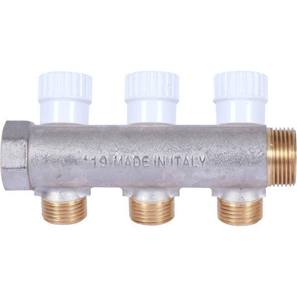 Коллектор 3 отвода регулируемый 1"x1/2" Stout (никель) (SMB-6852-011203) Коллектор 3 отвода регулируемый 1"x1/2" Stout (никель) (SMB-6852-011203)
