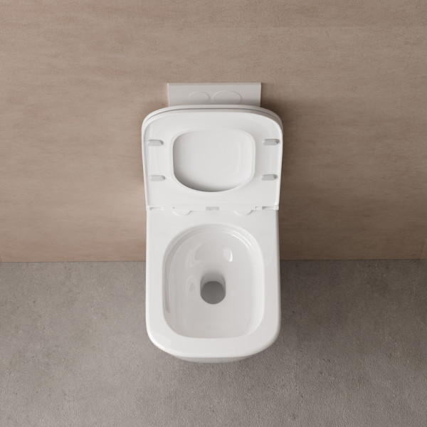 Унитаз подвесной Abber Rechteck безободковый, смыв торнадо, с закрытым дном белый (AC1220TC)