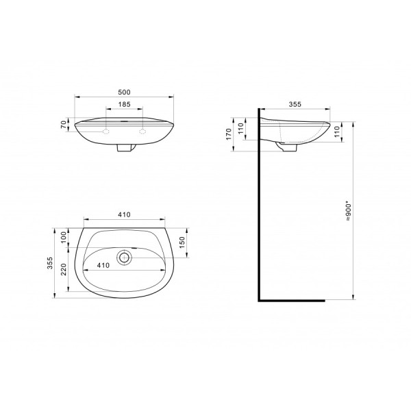 Раковина подвесная Santek Бриз 500x355x169 белая (1WH110448) Раковина подвесная Santek Бриз 500x355x169 белая (1WH110448)