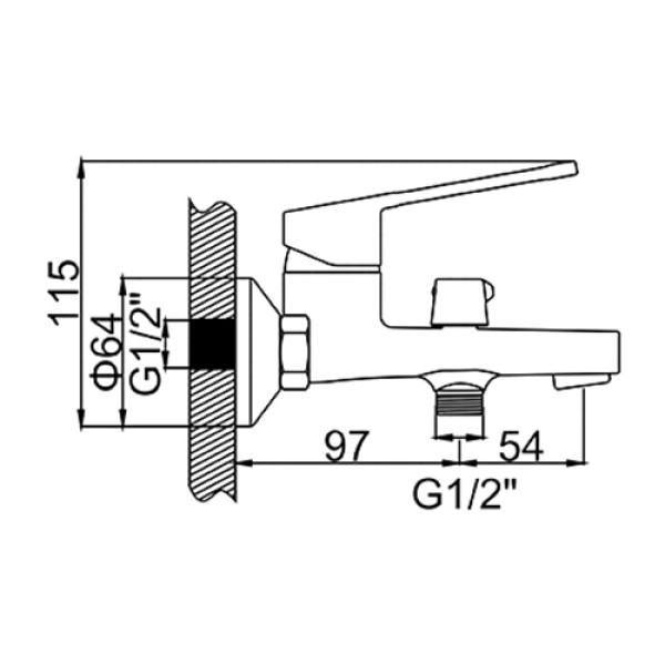 Смеситель для ванны и душа Ledeme с душевым гарнитуром (L3267)