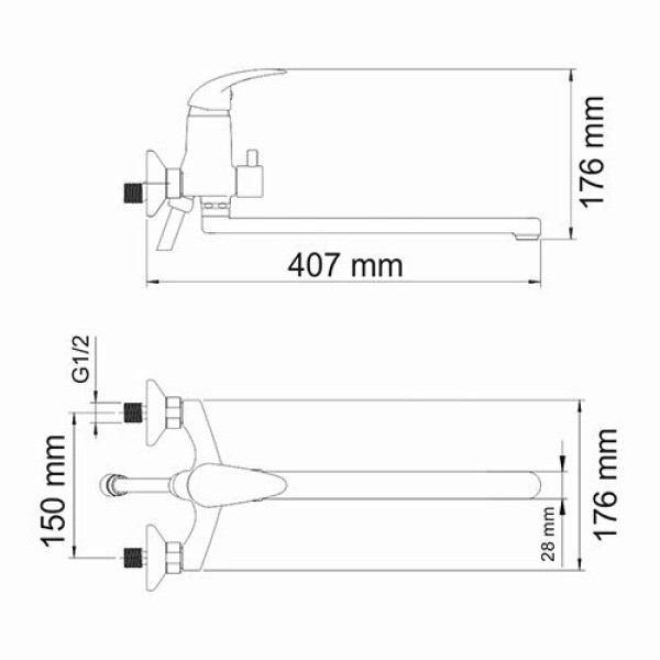 Смеситель для ванны и душа WasserKRAFT Isen с длинным изливом (2602L)