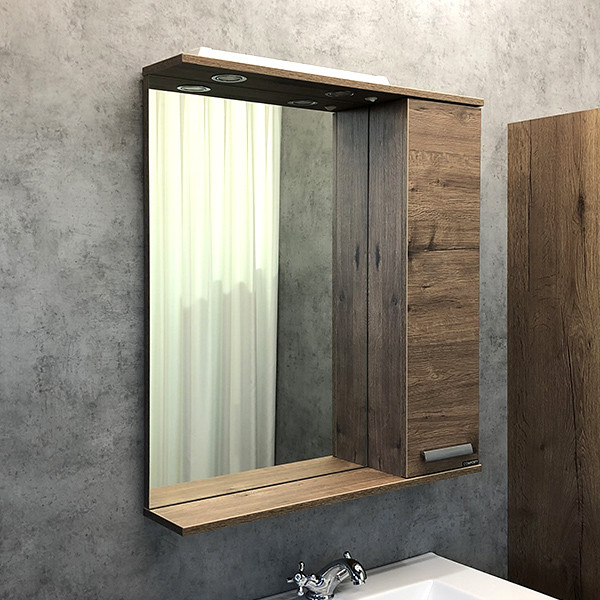 Шкаф зеркальный Comforty Марио 750x835x155 дуб темный (00-00001297)