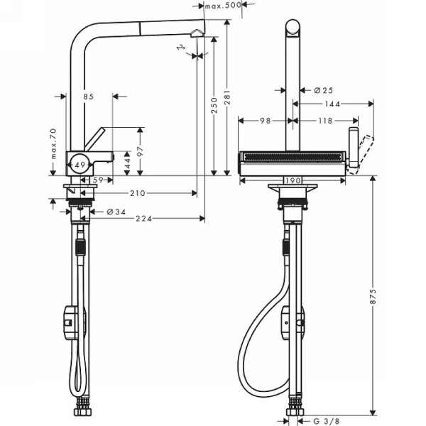 Смеситель для кухни Hansgrohe M81 Aquno Select 250 с выдвижным изливом хром (73836000) Смеситель для кухни Hansgrohe M81 Aquno Select 250 с выдвижным изливом хром (73836000)