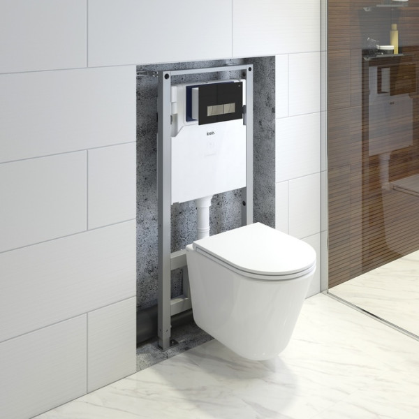 Инсталляция с унитазом с клавишей смыва черная хром Iddis (BASRNU1i73)