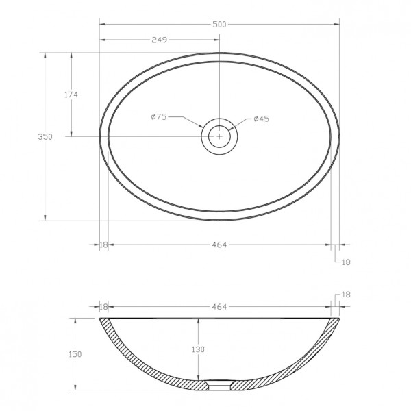 Раковина накладная Kristall 50x35x15 синий (AT2802Saphir)