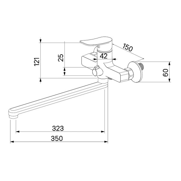 Смеситель для ванны и душа Milardo Demi с душевым комплектом, хром (DEMSB00M10)