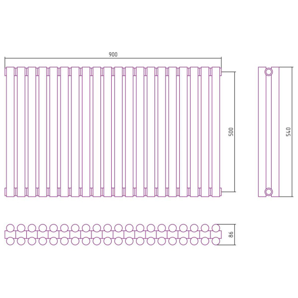 Дизайн-радиатор Сунержа Эстет-11 500*900 20 секций белый (12-0302-5020)