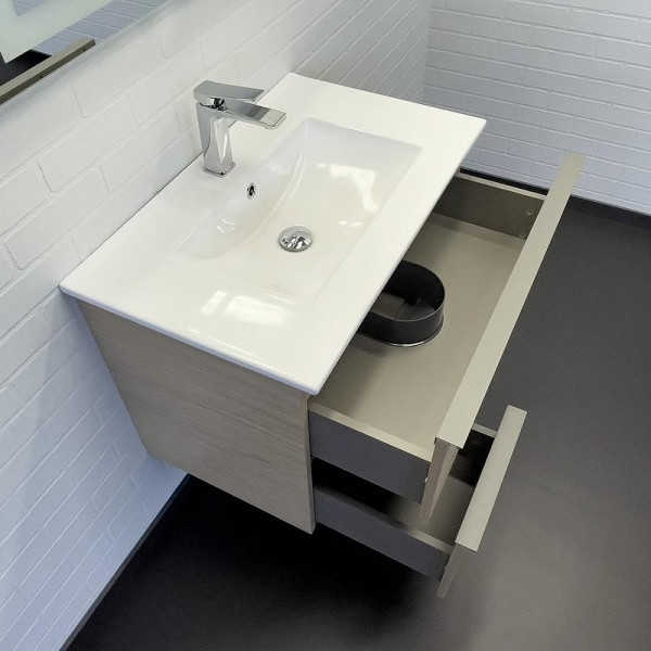 Тумба подвесная с раковиной Comforty Тургояк 750x465x560 дуб светлый (00-00020597)