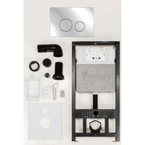 Инсталляция для подвесного унитаза РЕХАУ NovaFlow с клавишей смыва Nova ORB 001 с круглыми клавишами, пластик, хром, глянцевый (19101061001)