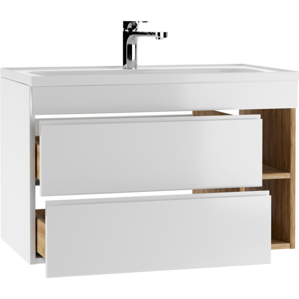 Тумба подвесная под умывальник Absolute 80 Frost с двумя ящиками В2 Домино (DF3402T)