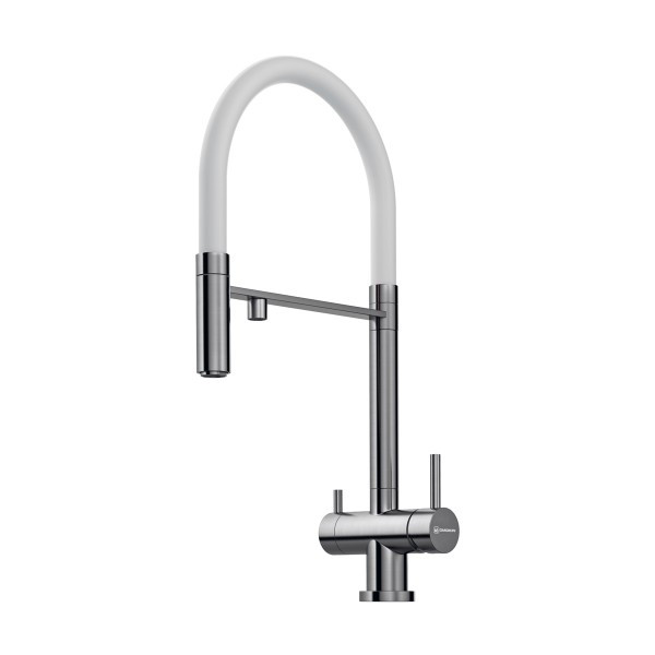 Смеситель для кухни Omoikiri Kanto-BN-WH цвет нержавеющая сталь/белый, гибкий шланг (4994298)