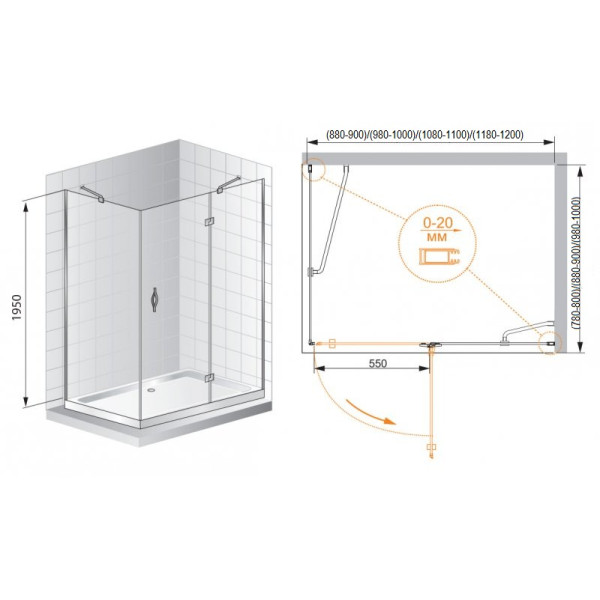 Душевой уголок Cezares Bergamo 90x80x195 стекло прозрачное, профиль хром (BERGAMO-W-AH-1-90/80-C-Cr-R) Душевой уголок Cezares Bergamo 90x80x195 стекло прозрачное, профиль хром (BERGAMO-W-AH-1-90/80-C-Cr-R)