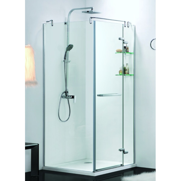 Душевое ограждение Azario Montreal 90х90х200 R со стеклянной полкой стекло прозрачное профиль хром серебро (AZ-NWG1231-R)