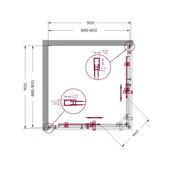 Душевой уголок BelBagno Marino 90x90x195 стекло прозрачное, профиль черный (MARINO-A-2-90-C-NERO)