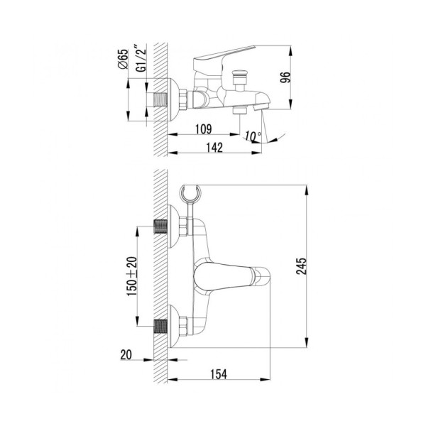 Смеситель для ванны и душа Lemark Partner (LM6552C)