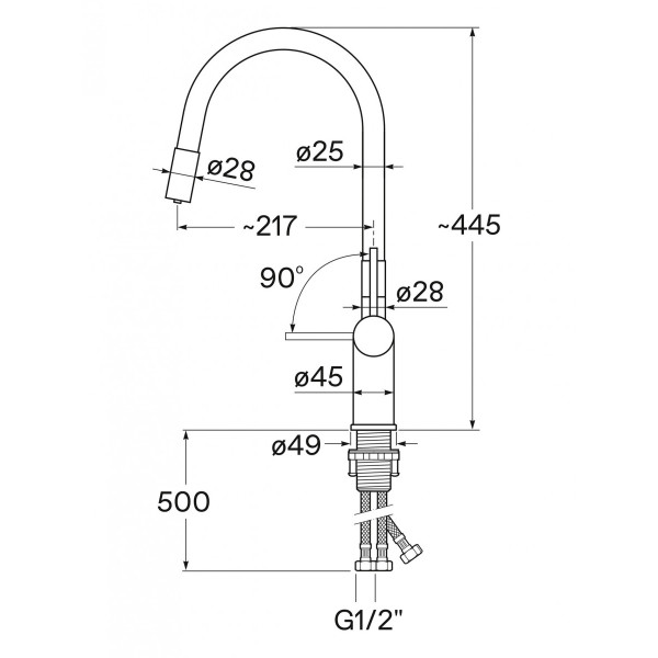 Смеситель для кухни Santek Энсо с переключателем на фильтр черный (WH5A43127N001)