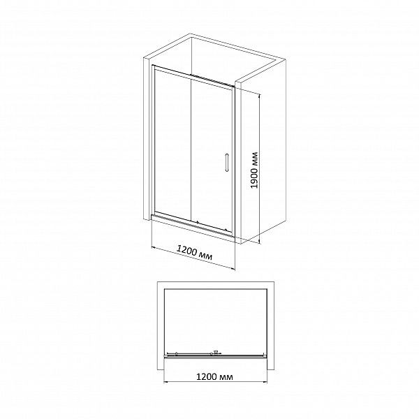 Душевая дверь BandHours Mike 120D 120х190 стекло прозрачное, профиль полированный хром