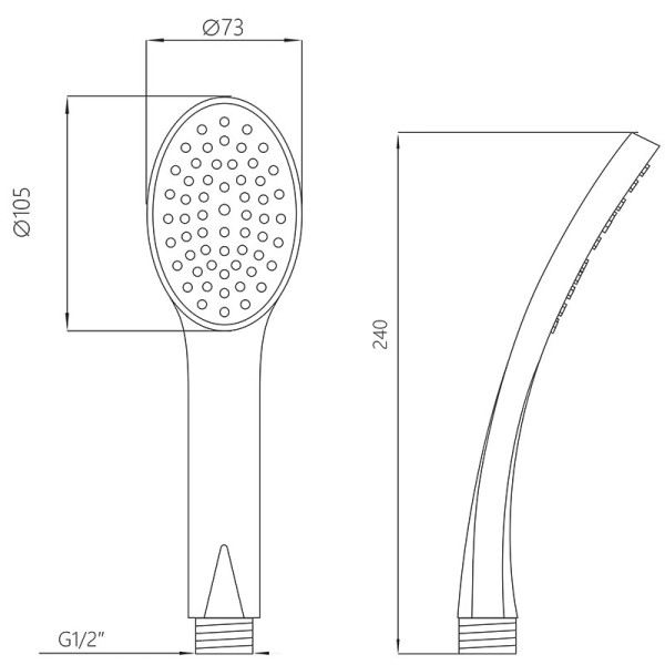 Душевая лейка Melodia овал 1 функция d100х70 L240 хром/черный/серый (MKP20592)