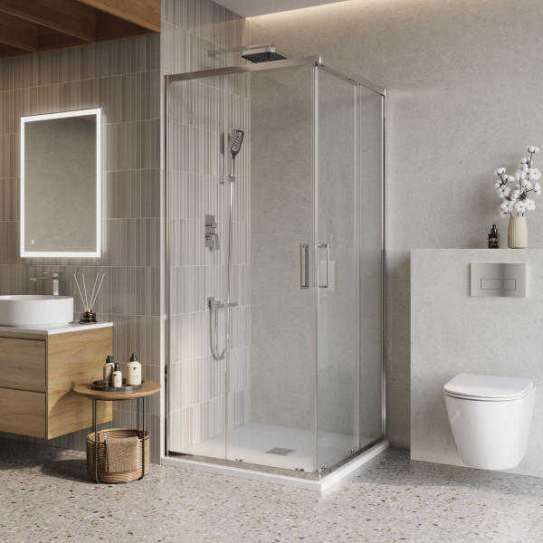 Душевой уголок BelBagno Luce 80x80x195 стекло прозрачное, профиль хром (LUCE-A-2-80-C-Cr)