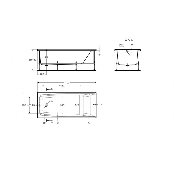 Ванна акриловая Roca Elba 75x170x45 белая (7.2485.0.70.0)