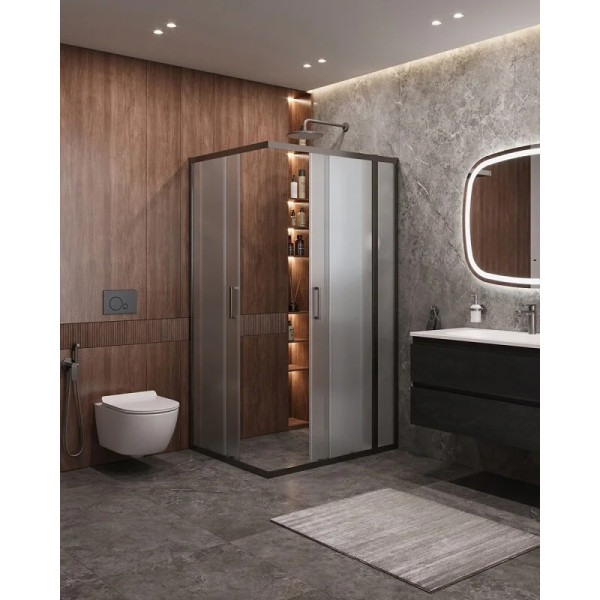 Душевой уголок Cezares Molveno 110x90x195 стекло матовое, профиль оружейная сталь (MOLVENO-AH-21-90+20-P-GM)