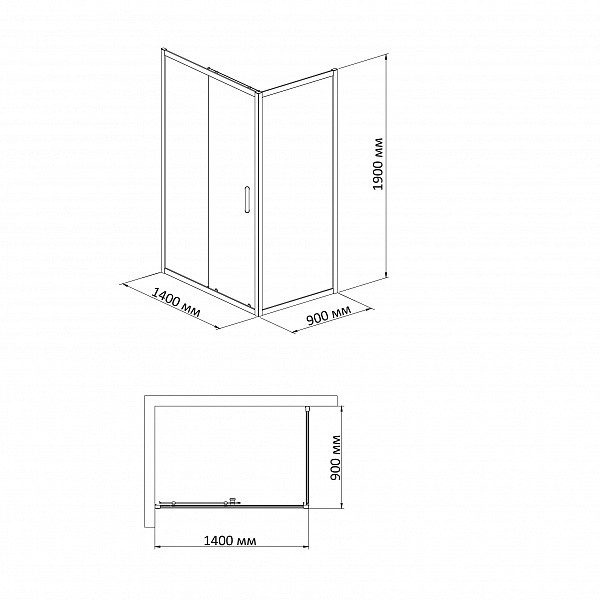 Душевой уголок BandHours Mike/Side-Glass 914 90х140 стекло прозрачное, профиль хром