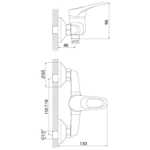 Смеситель для душа Rossinka B35-41 с душевым комплектом (B35-41)