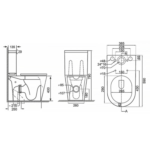 Унитаз напольный Azario Flin с сиденьем с микролифтом белый (AZ-1363C)