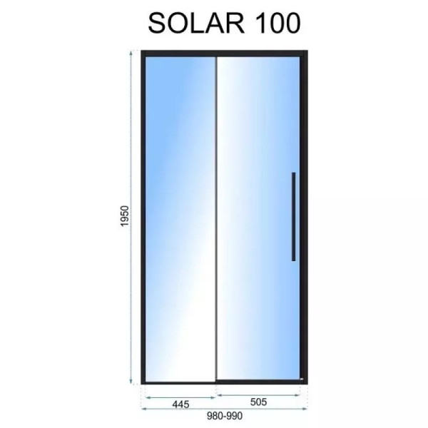 Душевая дверь Rea Solar 100x195 стекло прозрачное, профиль золото (REA-K6547)