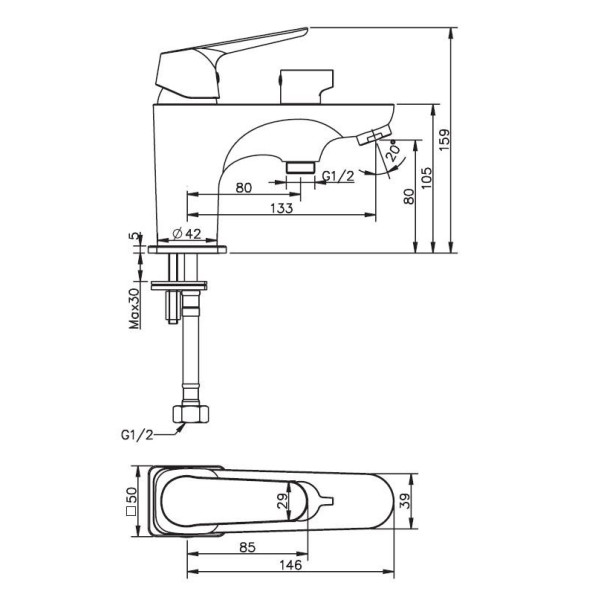 Смеситель на борт ванны Esko New York хром (NY 53)